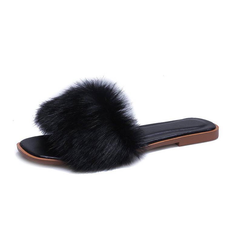 Autumn and winter 2019 new flat bottom slippers casual Korean women's shoes plush slippers comfortable women's open toe slippers