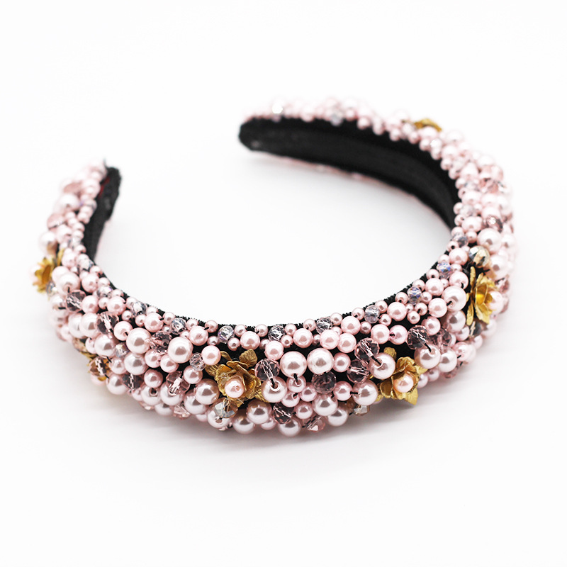 New Fashion Luxury Crystal Beaded Metal Flower Headband Nihaojewelry Wholesale display picture 1