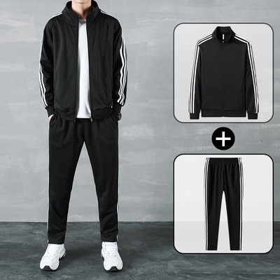 man motion leisure time suit Three bars Korean Edition spring and autumn new pattern fashion Chaopai coat jacket Solid Easy