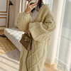 Twist Retro Autumn and winter have more cash than can be accounted for Coarse knitting sweater Cardigan Easy Lazy wind Thick lines thickening coat