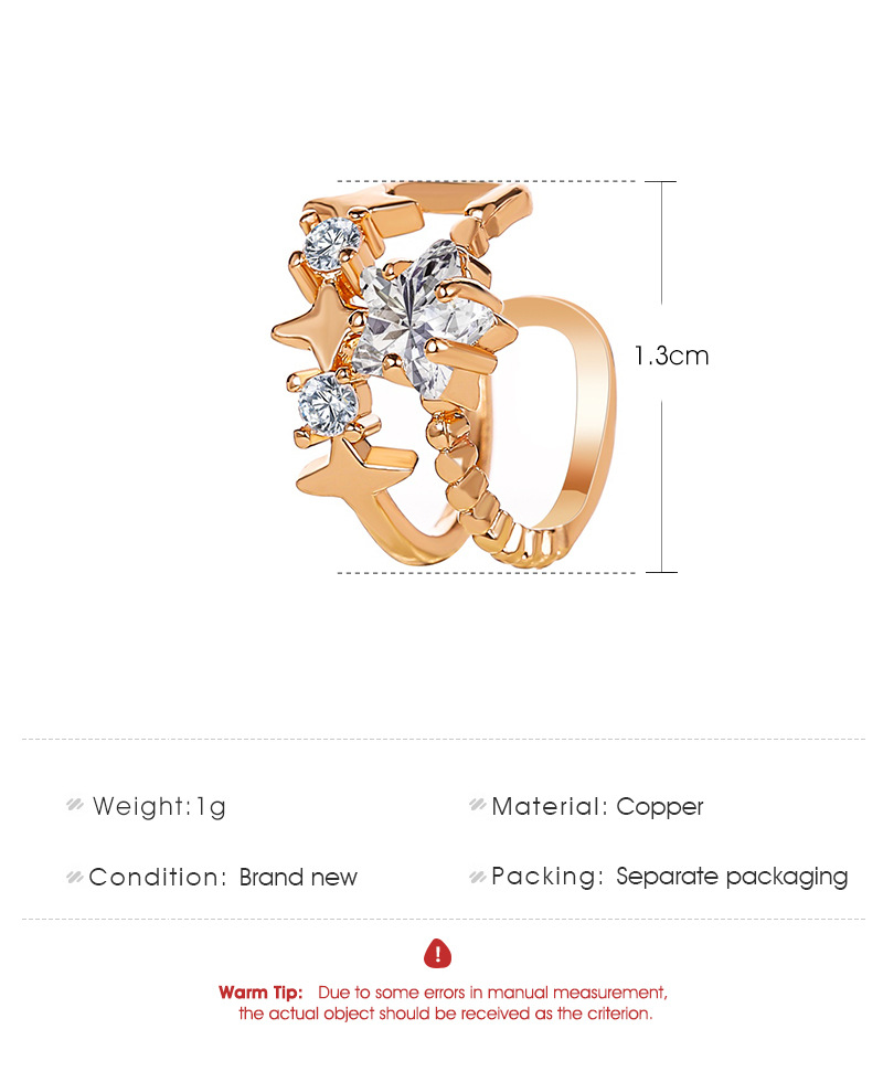 fashion style ear bone clip simple double star ear clip five-pointed star earless pierced earrings p