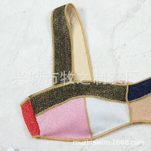 牧之2021泳衣新款比基尼高腰女欧美bikini爆款金丝泳装拼接速卖通