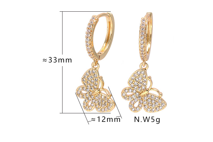 fashion goldplated zircon butterfly earrings wholesalepicture1