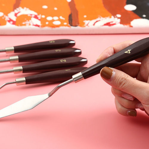 Manufacturer wholesale art paint scraper, gouache oil paint pick knife, plastic log handle palette knife