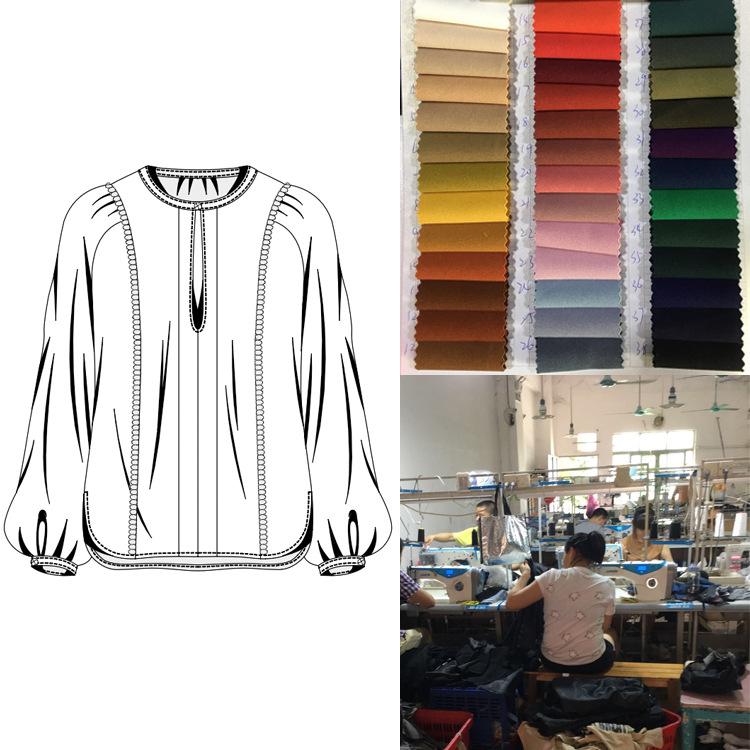 Garment processing Women's wear Lace/Chiffon shirt machining customized High elasticity Lace Base coat clothing Making