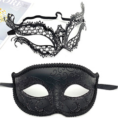 Venetian Mask Costume Half Face Metal Studded Iron Mask for Men and Women Party Cosplay with Gold Powder Eye Mask