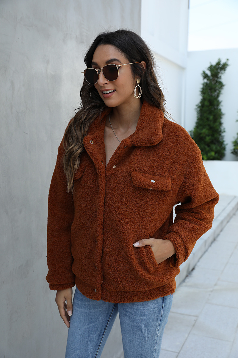 wholesale women's outerwear warm imitation lamb velvet lapel jacket NSAM3257