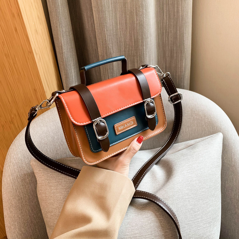 今年流行的网红剑桥包包2020新款潮小众复古包撞色学生邮差斜挎包|ms