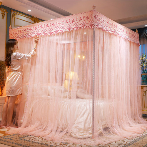 2024 Wholesale New Palace Bed Net with Three-Door Stainless Steel Support Frame and Enhanced Encrypted Mesh