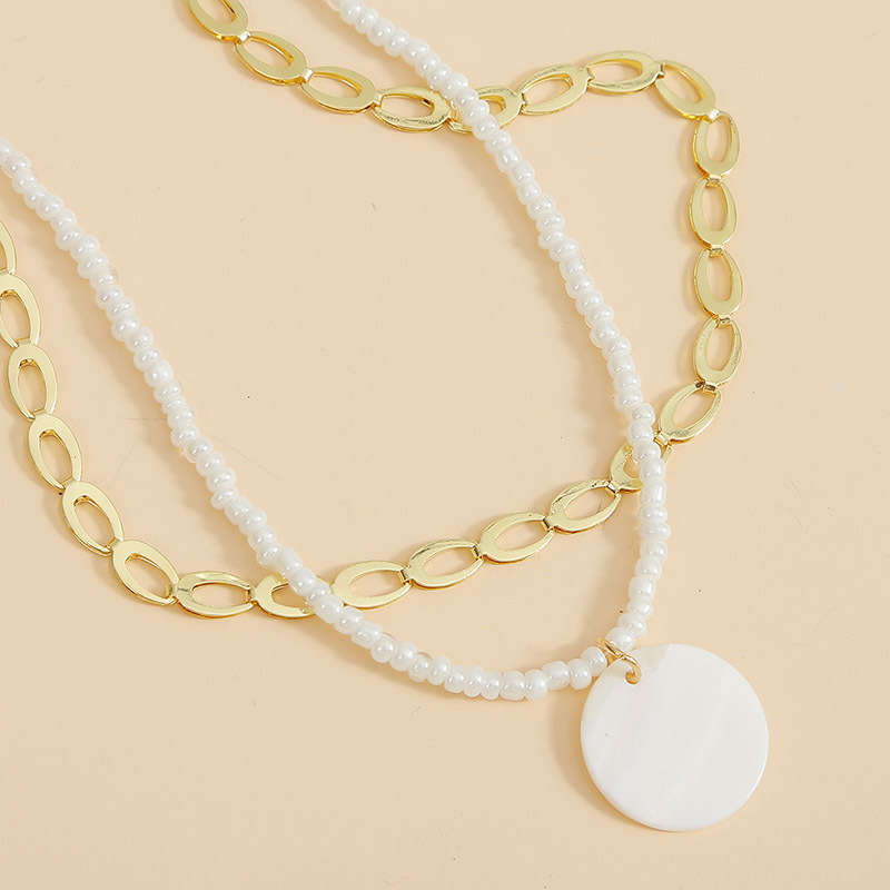 Bohème Trois Coquilles Perles De Riz Multicouche Collier Tissage Amour Pendentif En Gros Nihaojewelry display picture 5
