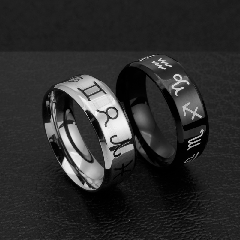 Simple Style Symbol Titanium Steel Plating Couple Rings display picture 4