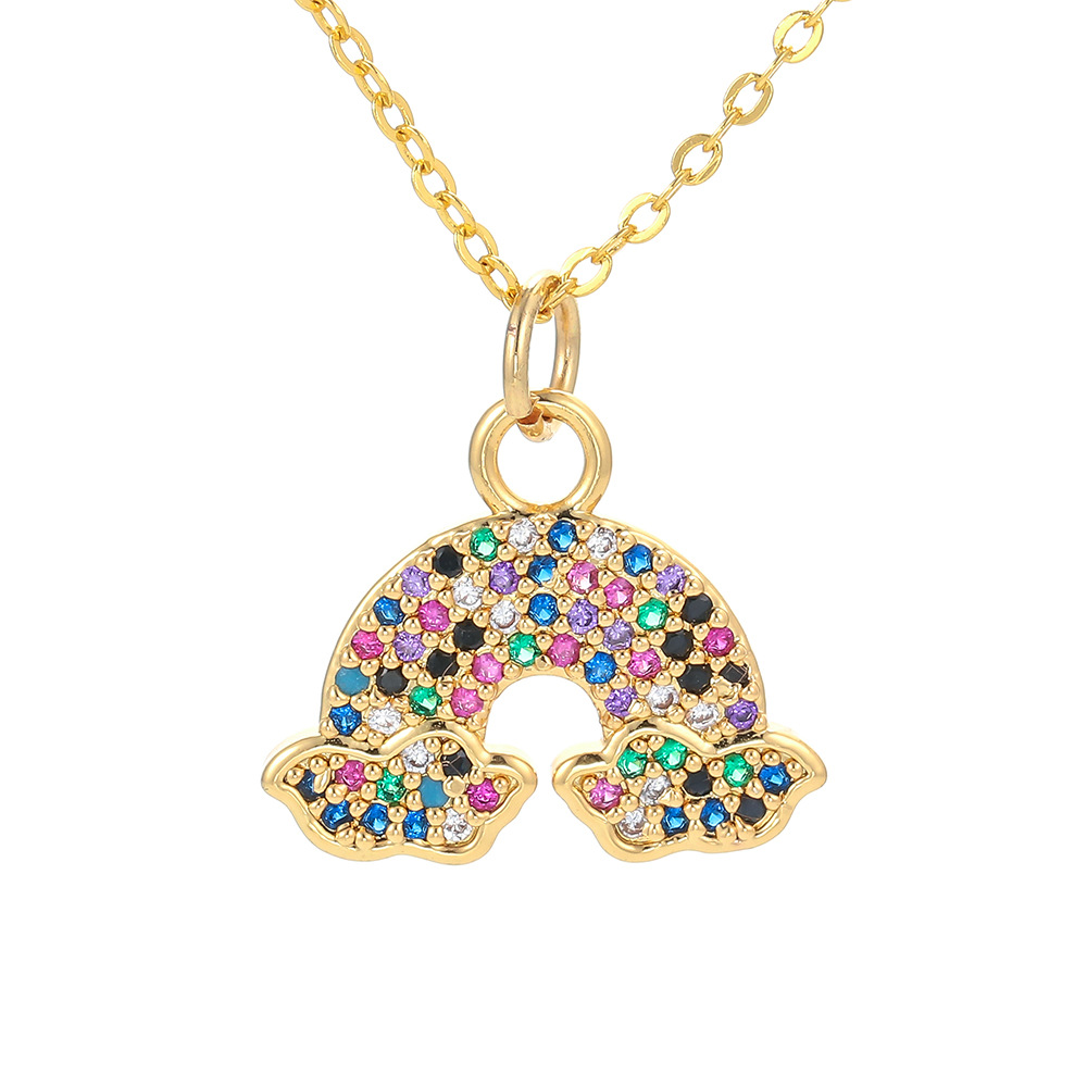 Women'S Gender Plating Design Fashion Rainbow Bridge Pendant Copper Necklace