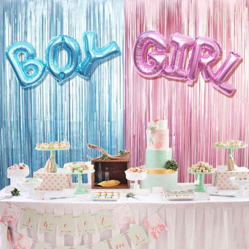 Cross-border One-piece Boy Girl Rain Silk Curtain Balloon Set Boy Girl Baby Shower Gender Reveal Decoration
