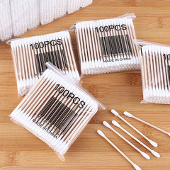 High-quality 100-pcs soft bag double-ended cotton swabs for hygiene, cleaning, beauty, and makeup
