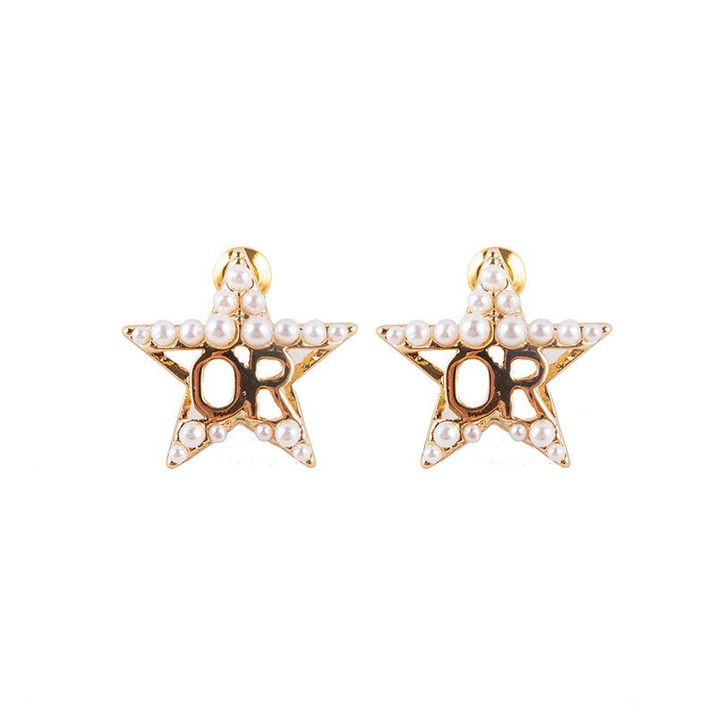 New Five-pointed Star Korean Popular Pearl Earring display picture 10