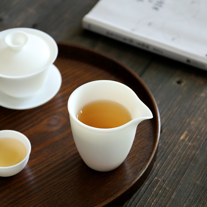 Winjiang Dehua ovejas grasa Jade porcelana blanca Kung Fu accesorios de té cerámica taza de té accesorios de vidrio de mar dispensador de té taza promedio