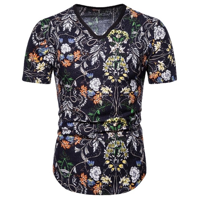 Special linen print short sleeve