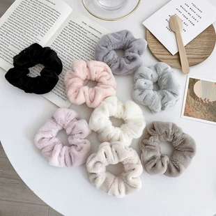 Hair Scrunchie (Brand) Cute Plush Elastic, Soft Fluffy Large-Loop, Multi Colors