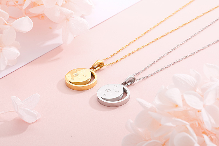 new fashion stainless steel necklace star moon earring set wholesale nihaojewelry