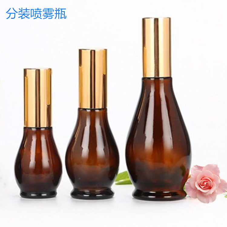 玻璃棕色单葫芦玻璃精油瓶 酒精消毒水分装瓶l喷雾瓶|ms