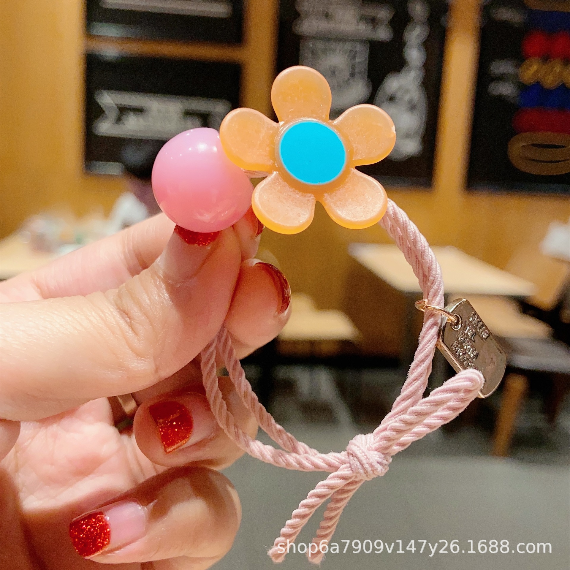 Estilo coreano ~ cuerda de pelo de los niños diosa lazo del pelo banda de goma internet celebridad ins mickey chica cola de caballo tocado flor banda de pelo cuerda de pelo