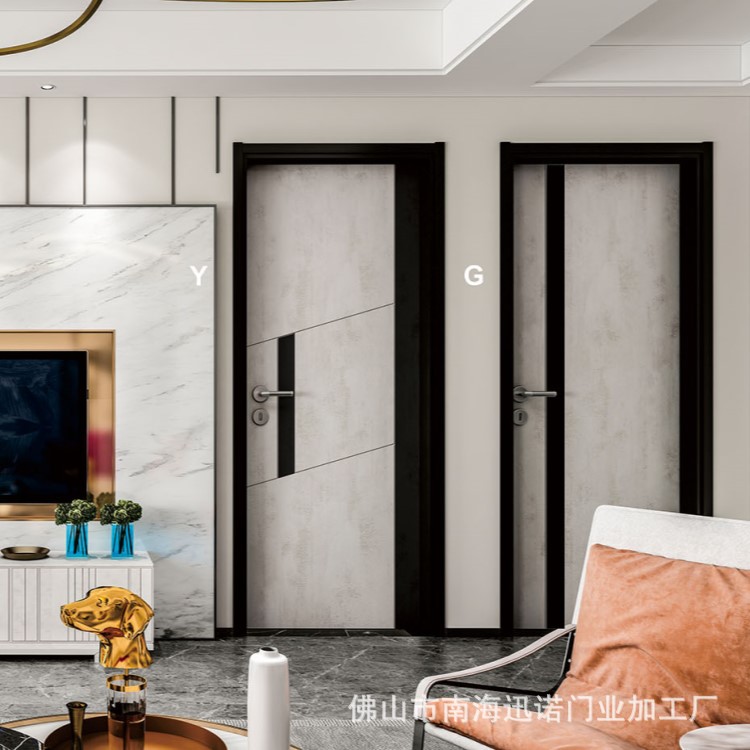 Puerta de acústico de cristal de carbono puerta de habitación reforzada puerta de madera compuesta puerta interior conjunto de puertas abiertas planas personalizadas