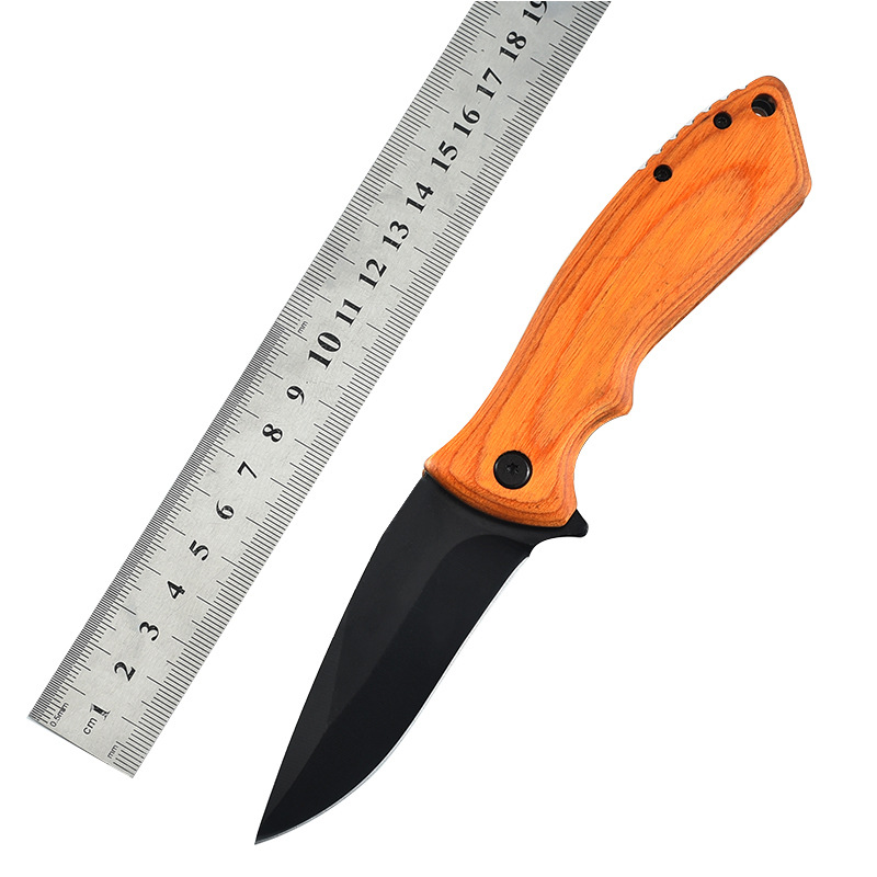 厂家直销折刀 不锈钢木柄折叠刀 野营求生户外刀合法防身战术刀