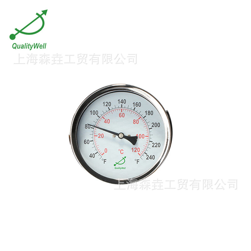 100mm表盘暖通锅炉温度计/轴向/黑铁壳/铜护套 T400H-60