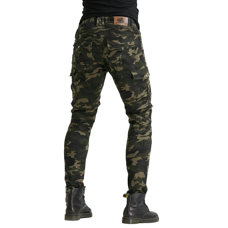 Directo de fábrica herramientas de camuflaje multi-Bolsa de la motocicleta pantalones vaqueros de la motocicleta de los hombres elásticos resistentes a la caída pantalones cortos