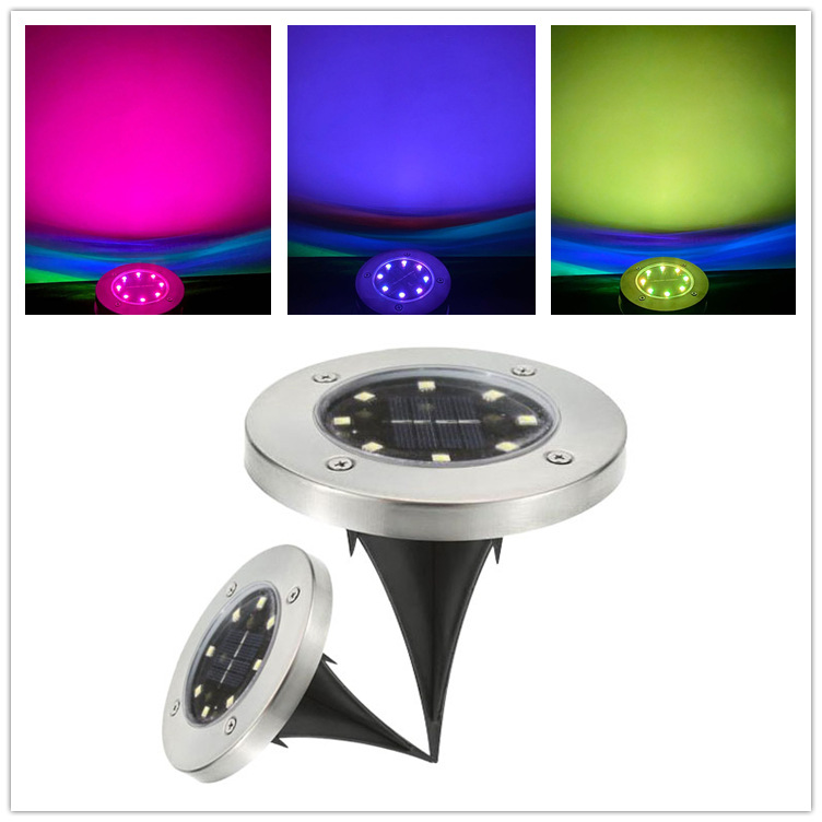 Outdoor stainless steel 8LED solar energy Buried lights Ground insertion led courtyard Garden street lamp Lawn waterproof