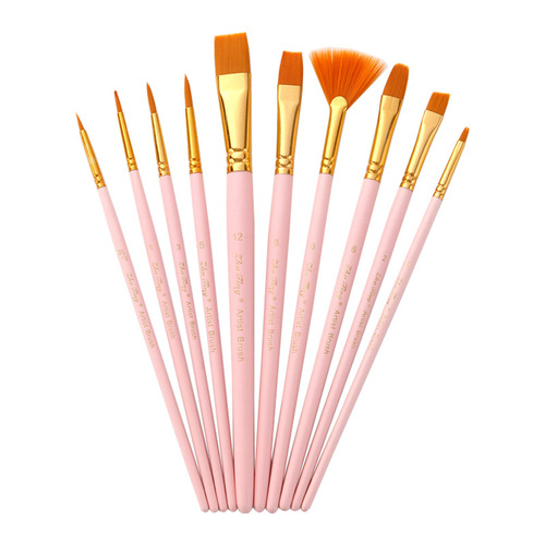 Cross-border 10-piece multi-head two-color nylon hair brush combination set watercolor brush