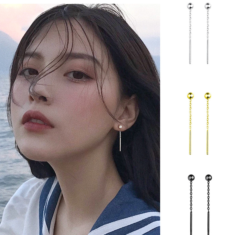 Basic models chain Earrings Simplicity Small student the republic of korea new pattern commute Versatile peas Bead Ear chain