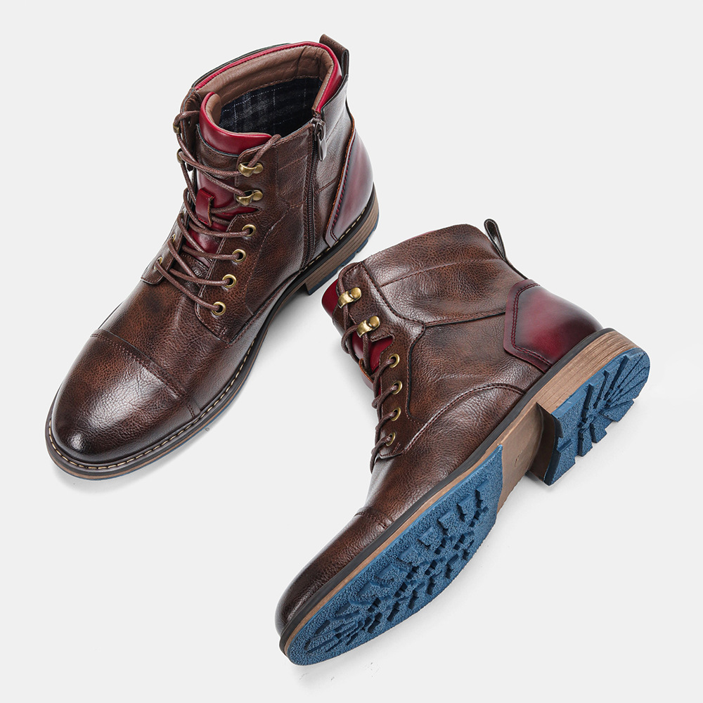 Stivali in pelle da uomo transfrontalieri taglie forti Stivali singoli Moda Stivali corti da lavoro di taglia americana Stivali Martin alti del commercio estero_voghion.com