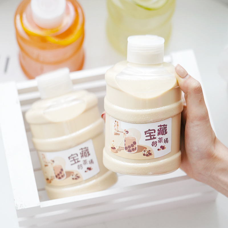 创意网红奶茶瓶 胖胖水桶瓶子一次性塑料外卖果汁杨枝甘露打包桶