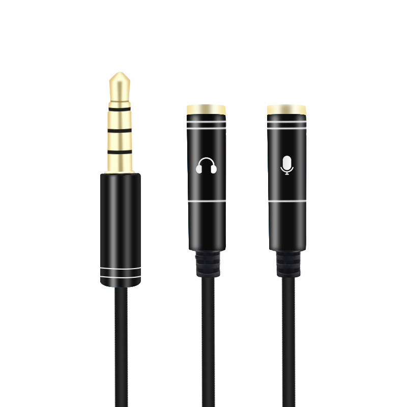 3,5mm audio split cable de conversión de micrófono de metal un minuto dos con micrófono transmisión en vivo teléfono móvil karaoke auriculares cable adaptador de micrófono