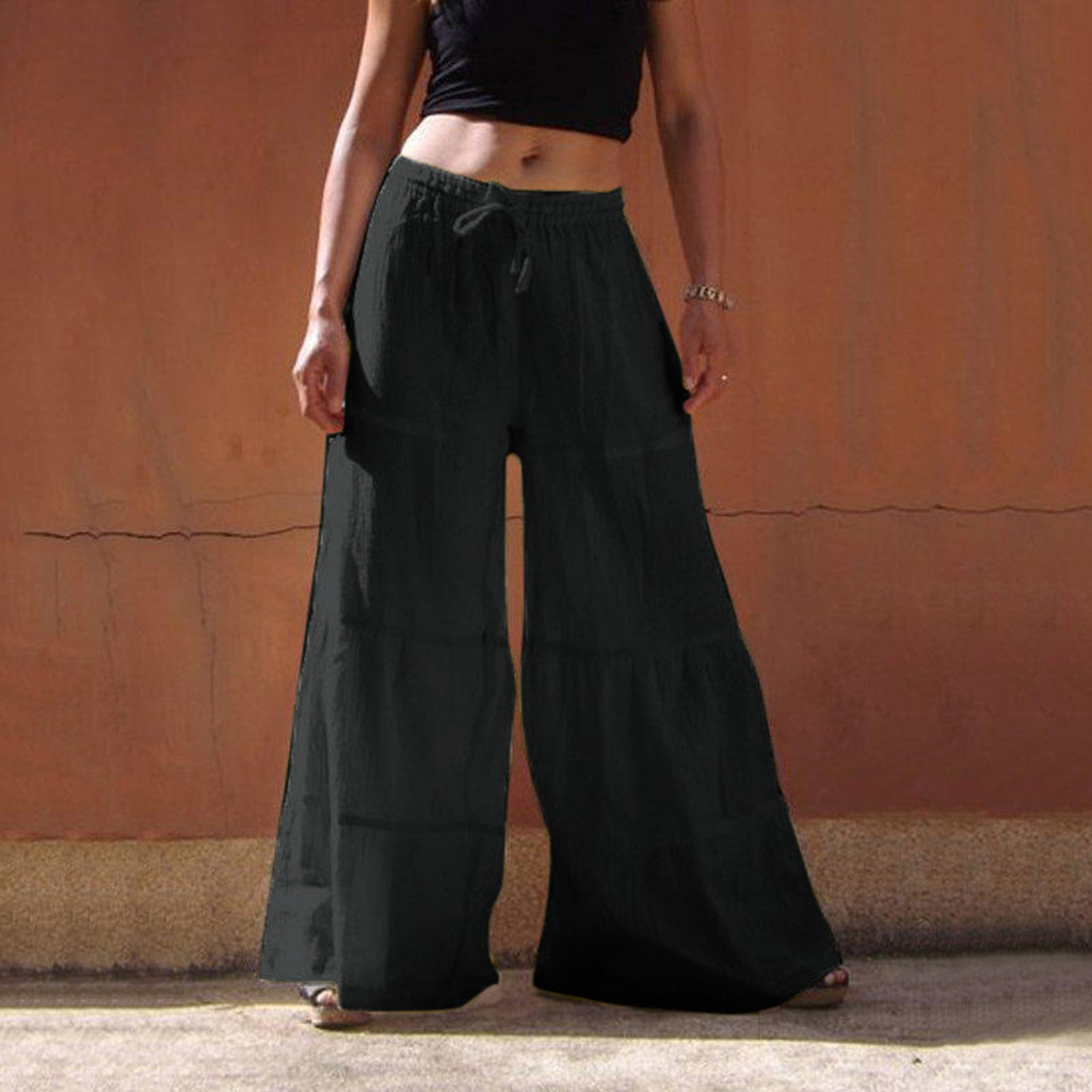 Women's Daily Simple Style Solid Color Full Length Washed Casual Pants Wide Leg Pants display picture 6