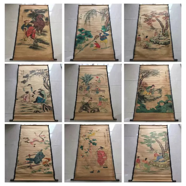 古玩字画复古做旧工艺品中堂画人物字画已装裱室内装饰画批发