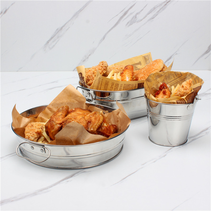 French-style casual bar coffee shop tableware container stainless steel creative mini French fries bucket bar ice bucket snack bucket