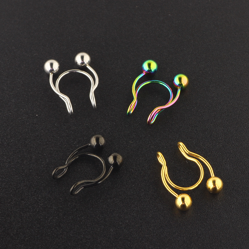 8/10mm C-Shaped Antler Stainless Steel Nose Ring Nose Nail for Human Body Piercing Jewelry detail image 7