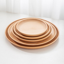 实木圆盘榉木盘子木质盘碟果盘木餐具干果盘子简约家用圆托盘