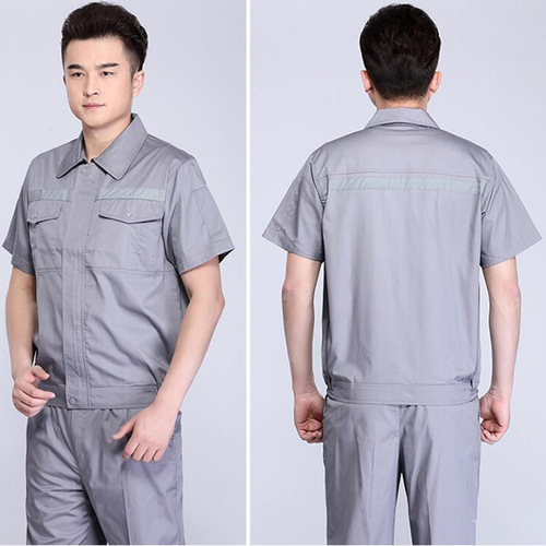 Semi-technical DS short-sleeved reflective strip work clothes suit tops for men and women, factory workshop auto repair labor protection clothing