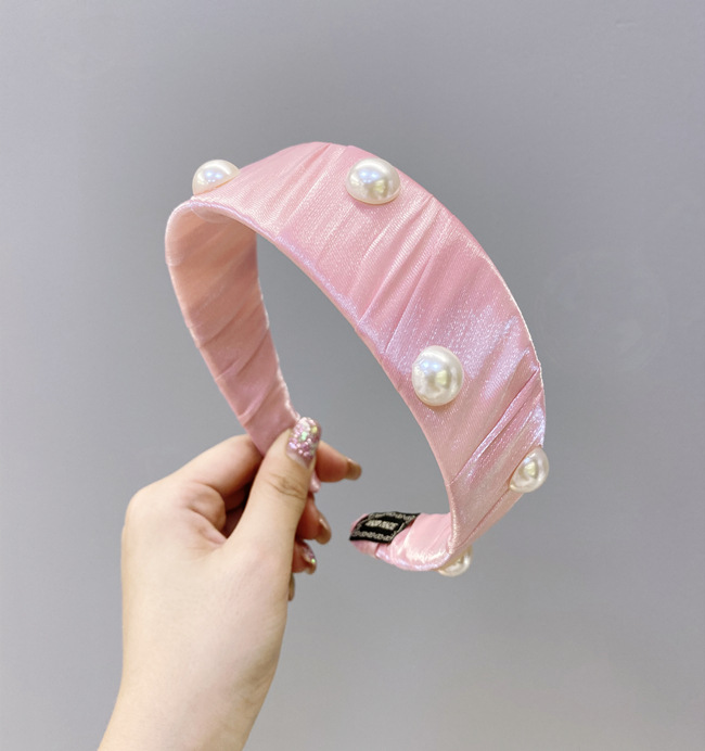 Korean Pearl Wide-brimmed Hairband Simple Ladies Headband Gauze Hair Hole Plastic Hair Bundle Wash Wholesale Nihaojewelry display picture 7