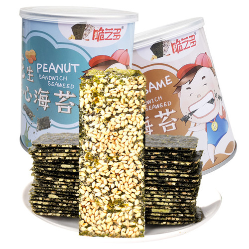 Crispy Cheese Seaweed Sandwich Crisps, Purple Laver Flavor, Convenient Snack, Sesame Filled Seaweed, Canned Seaweed, Wholesale
