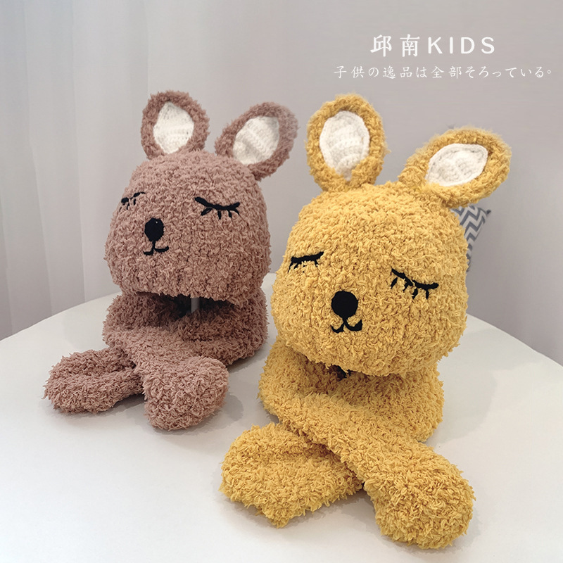 秋南儿童帽子围巾套帽秋冬季宝宝保暖加绒毛线帽男童女童针织帽冬|ms