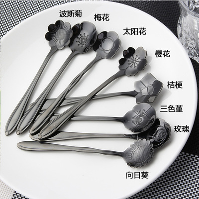 日韩金色花朵勺 不锈钢精致花勺 搅拌咖啡勺 创意饰品勺 厂家直销|ms