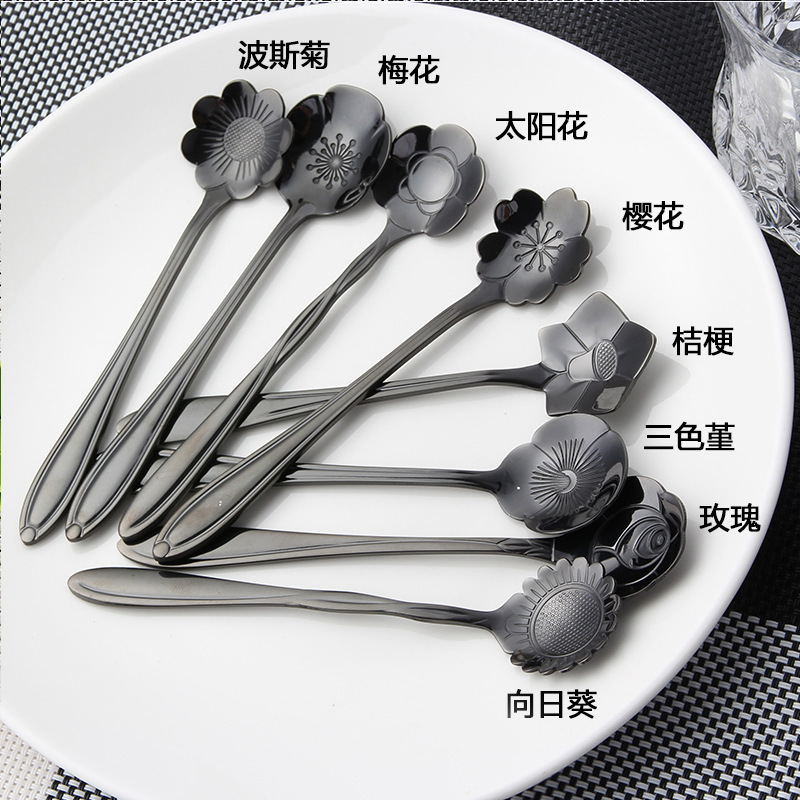 日韩金色花朵勺 不锈钢精致花勺 搅拌咖啡勺 创意饰品勺 厂家直销|ms