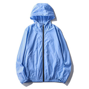 Summer thin men’s hooded solid color slim skin coat sunscreen jacket
