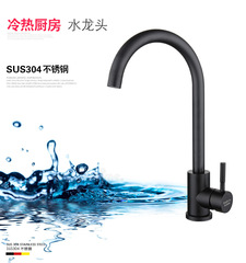 Factory Cross-border SUS304 Stainless Steel Black Kitchen Faucet Painted Cold and Hot Washing Basin with Rotatable Sink