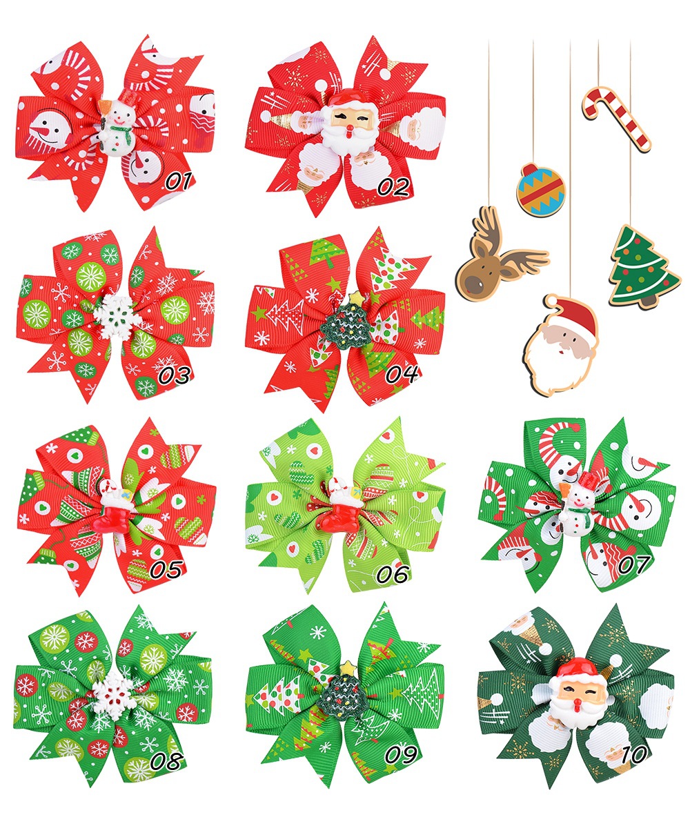 Fashion Santa Claus Snowflake Polyester Rib Printing Hair Clip display picture 1