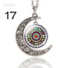 Mandala pendant retro hollow crescent necklace mandala flower totem Time gem jewelry supply